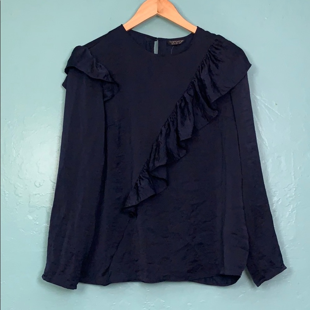 Topshop longsleeve ruffled top